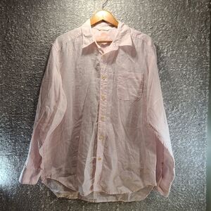 TOMMY BAHAMA RELAX Men's Large Pink 100% Linen Button-Up Long Sleeve Shirt